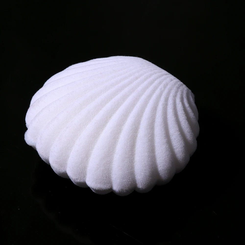 Shell Shape Velvet Jewelry Box – Ring, Earring & Gift Storage Jewelry Gift Box PLUSH White