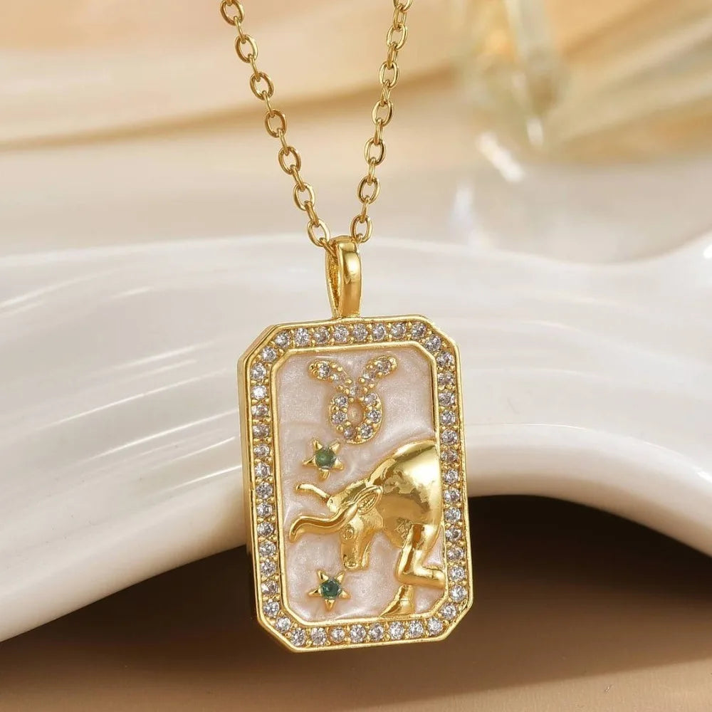 Gold Plated Zodiac Constellation Pendant Necklace – 12 Signs Pendant Necklace PLUSH