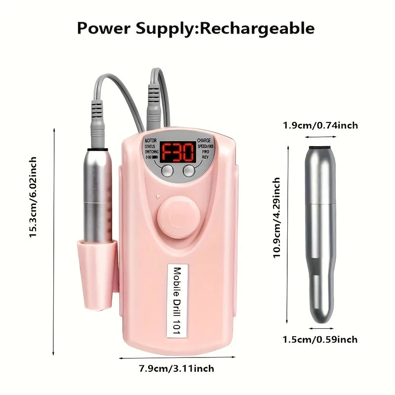 Electric Nail Drill Machine LCD Display Rechargeable Kit Electric Nail Drill PLUSH