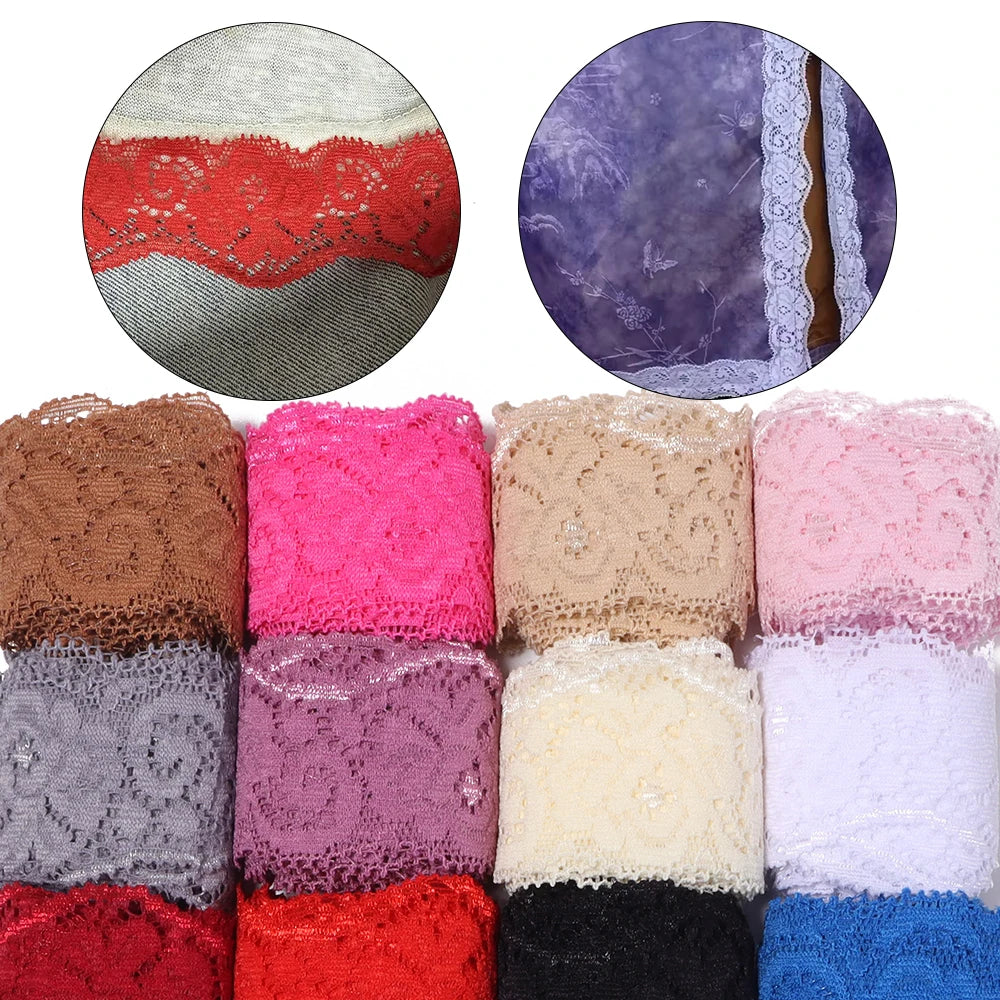 35mm Elastic Floral Lace Trim 2 Yards – DIY Sewing & Hairbands Elastic Lace Trim PLUSH