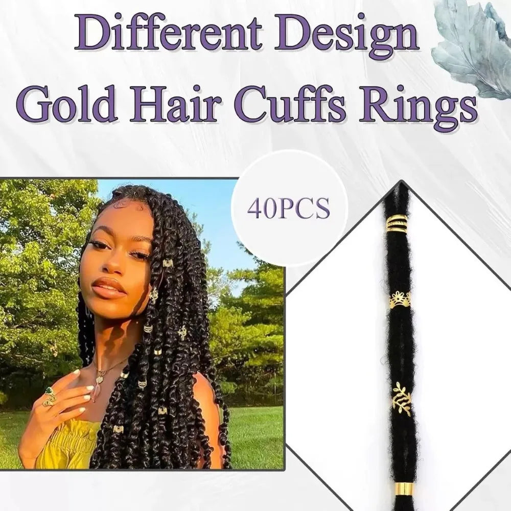 40Pcs Alloy Hair Beads – Dreadlock Rings for Braids & Styling Hair Bead Rings PLUSH