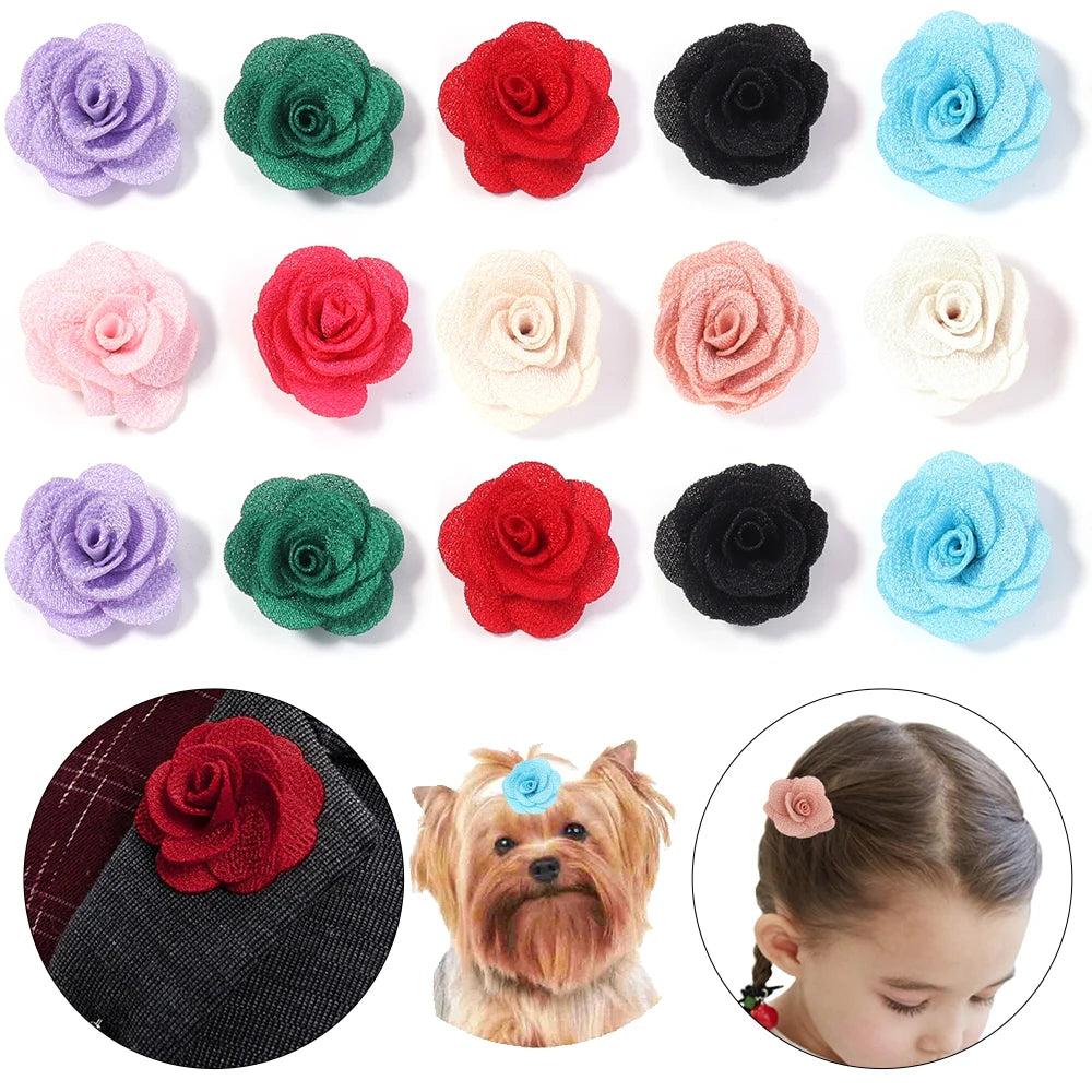 10pcs 4cm Fabric Rose Flowers for DIY Sewing, Headwear & Decor Fabric Flower Embellishments PLUSH