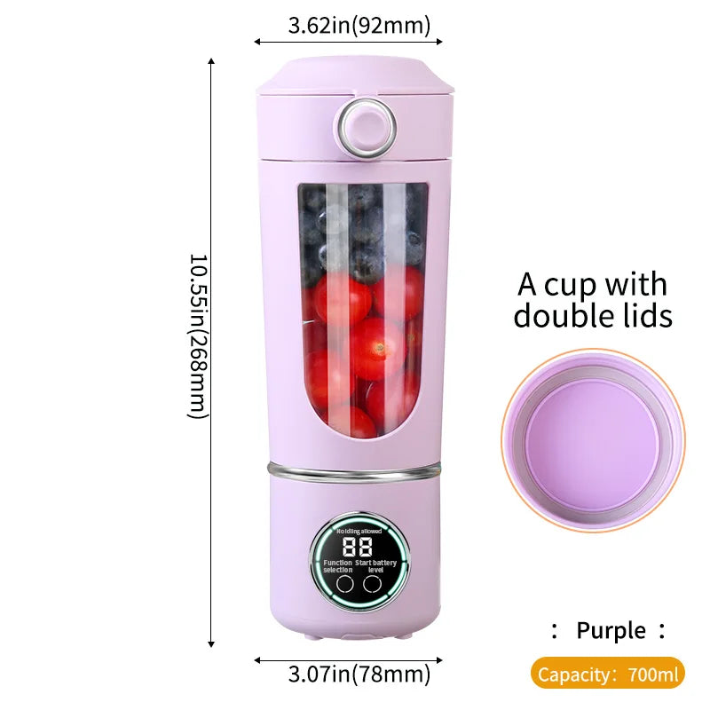 USB Rechargeable Portable Juicer Mini Blender Cup – Dual Lids Portable Juicer Blender PLUSH Purple