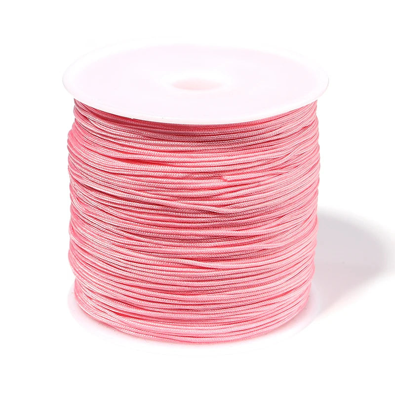 90m Multicolor Nylon Braiding Cord 0.8mm | Chinese Knot Thread Jewelry Braiding Cord PLUSH light pink