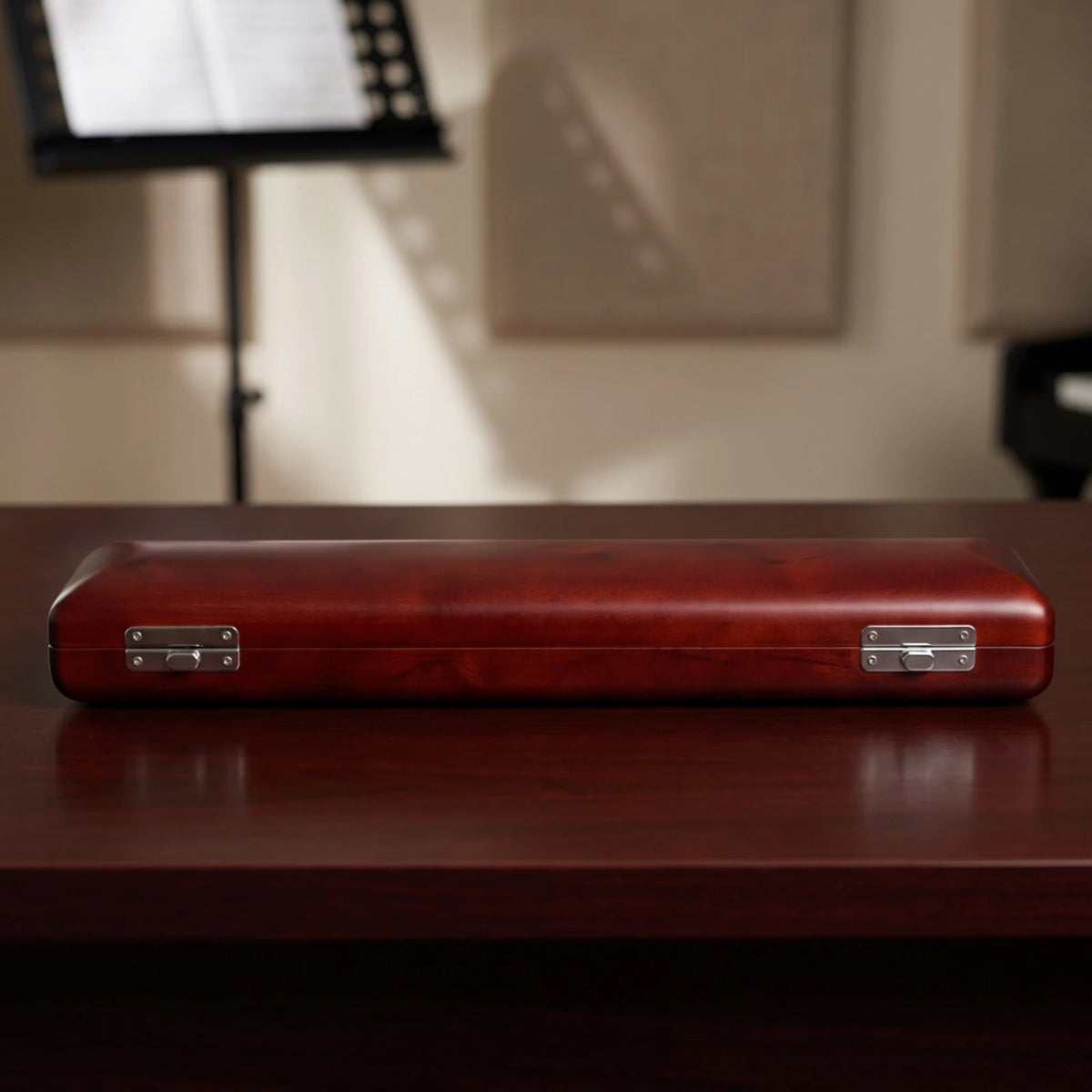 Solid Wood Flute Case with Metal Latches – Compact & Sturdy Flute Carrying Case PLUSH
