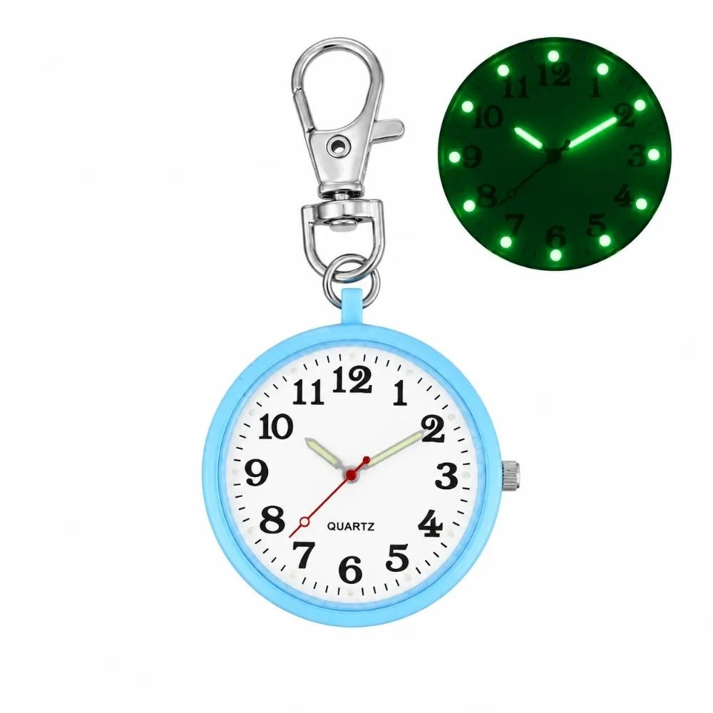 Vintage Luminous Pocket Watch Mini Quartz Keychain Clock Pocket Watch PLUSH Blue