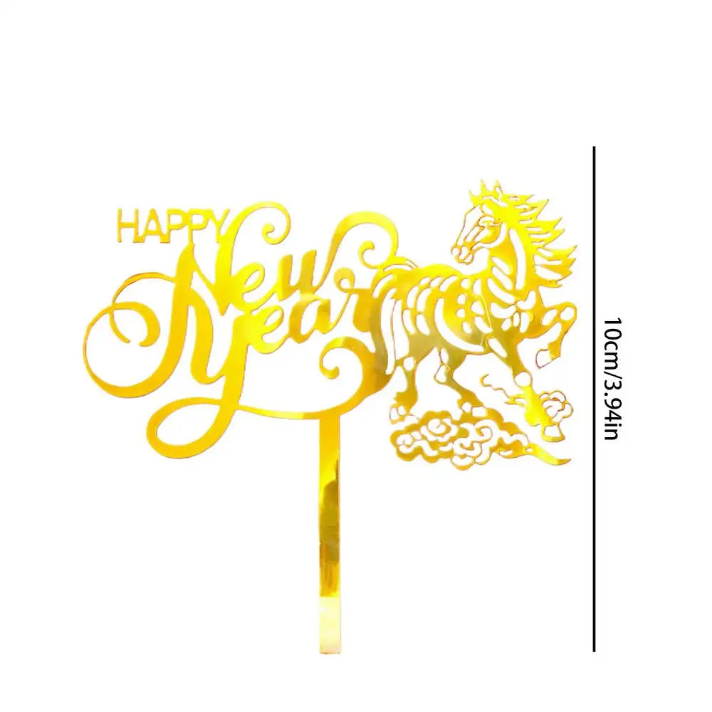 2026 Happy New Year Gold Acrylic Cake Topper – 1PC Acrylic Cake Topper PLUSH 02
