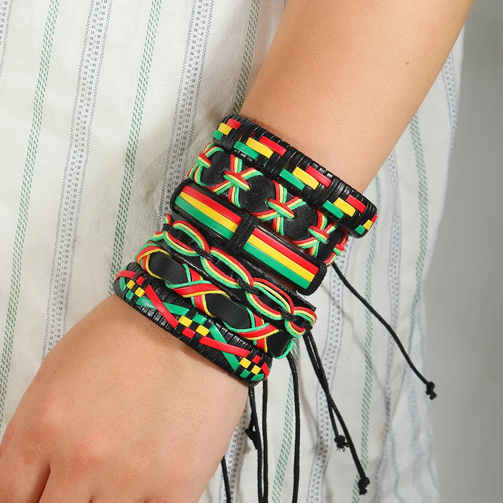 10pcs Leather Bracelet Set – Vintage Handwoven Adjustable Bangles Leather Bracelet Set PLUSH