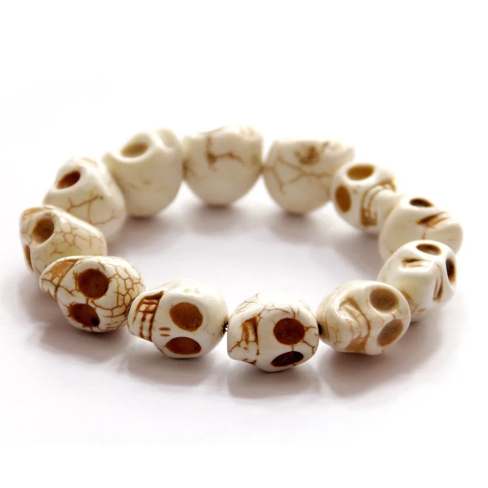 Skull Beaded Bracelet Punk Elastic Skeleton Bangle Unisex Beaded Bracelet PLUSH