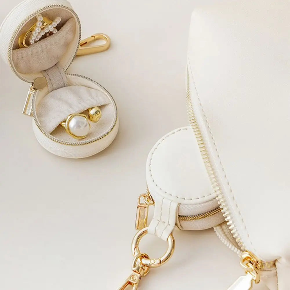 Round PU Leather Jewelry Box – Ring & Necklace Storage Case Jewelry Storage Box PLUSH
