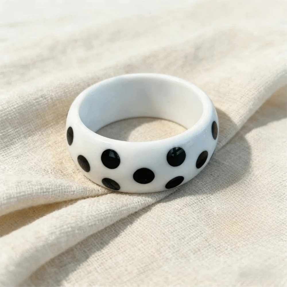 Vintage Resin Polka Dot Bangle – Punk Stackable Cuff Bracelet Cuff Bangle Bracelet PLUSH