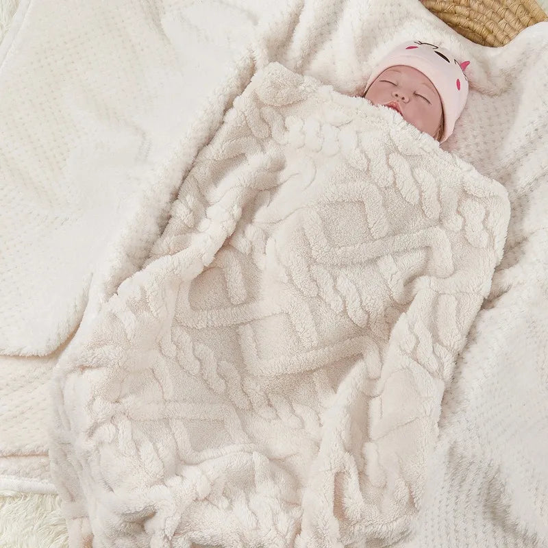 70x100cm Soft Plush Baby Throw Blanket – All Season Flannel Baby Throw Blanket PLUSH White 70x100cm