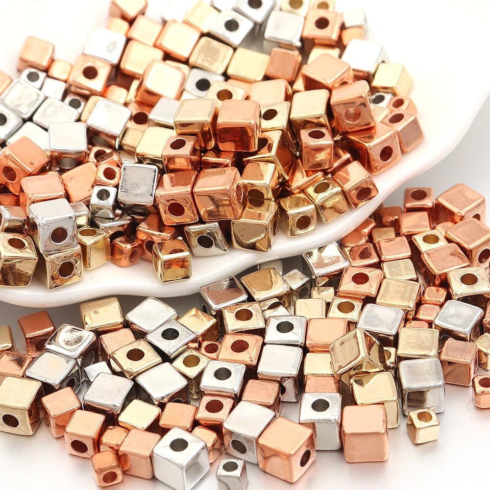 200pcs CCB Square Spacer Beads Gold Silver Rose Gold DIY Jewelry Jewelry Spacer Beads PLUSH