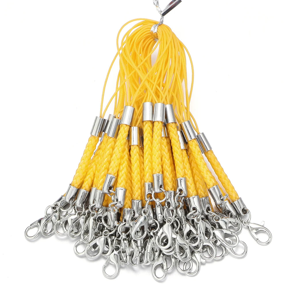 10pcs Braided Keychain Lanyard Cords with Lobster Clasps DIY Keychain Lanyard Cord PLUSH gold 9cm