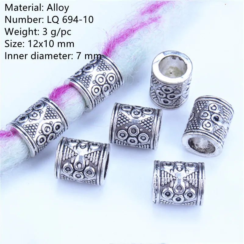 5pcs Metal Dreadlock Bead Cuffs Hair Braid Rings 3D Charms