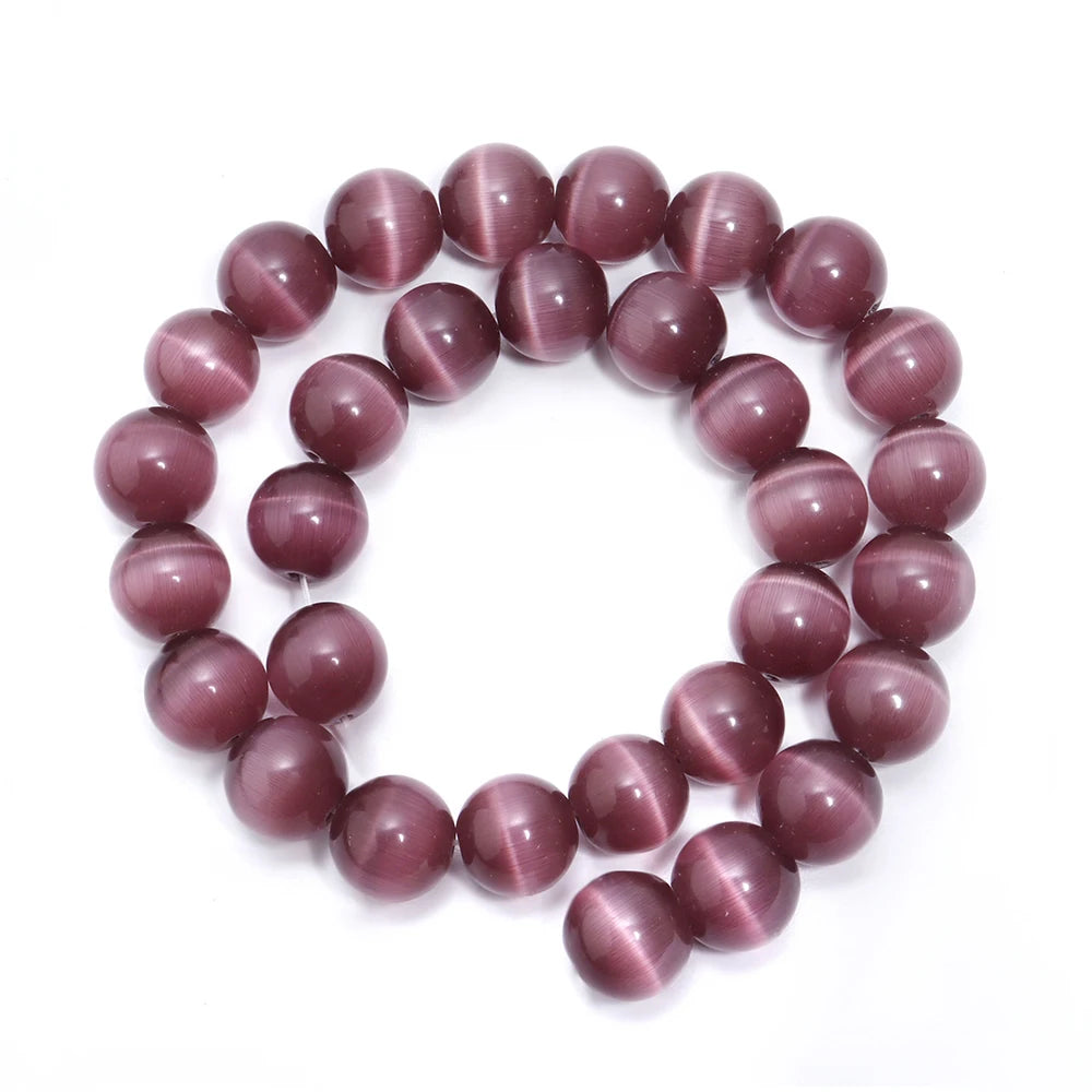 Purple Cat's Eye Stone Beads – Round Spacer Beads for Jewelry Stone Spacer Beads PLUSH 12mm 32pcs