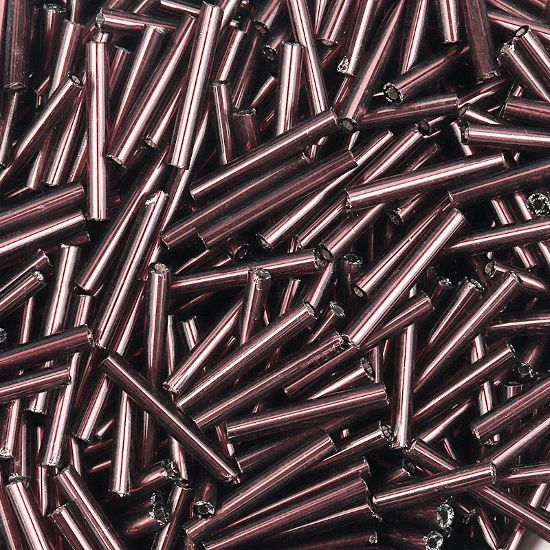 Silver Filled Czech Glass Tube Beads 2x12mm – 10g DIY Jewelry Glass Spacer Beads PLUSH purple