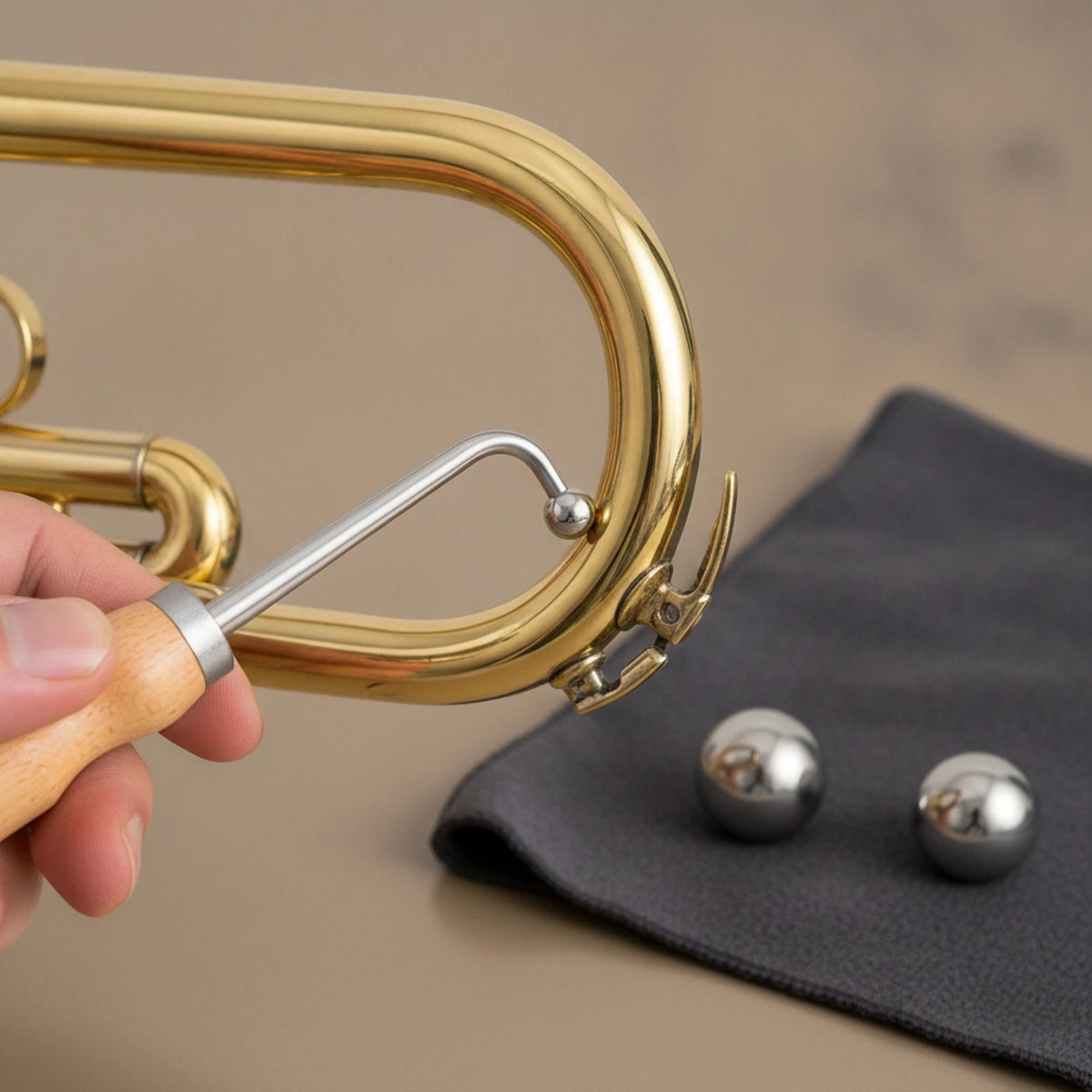 Trumpet Bend Repair Tool with Metal Balls | Brass Instrument Instrument Repair Tool PLUSH