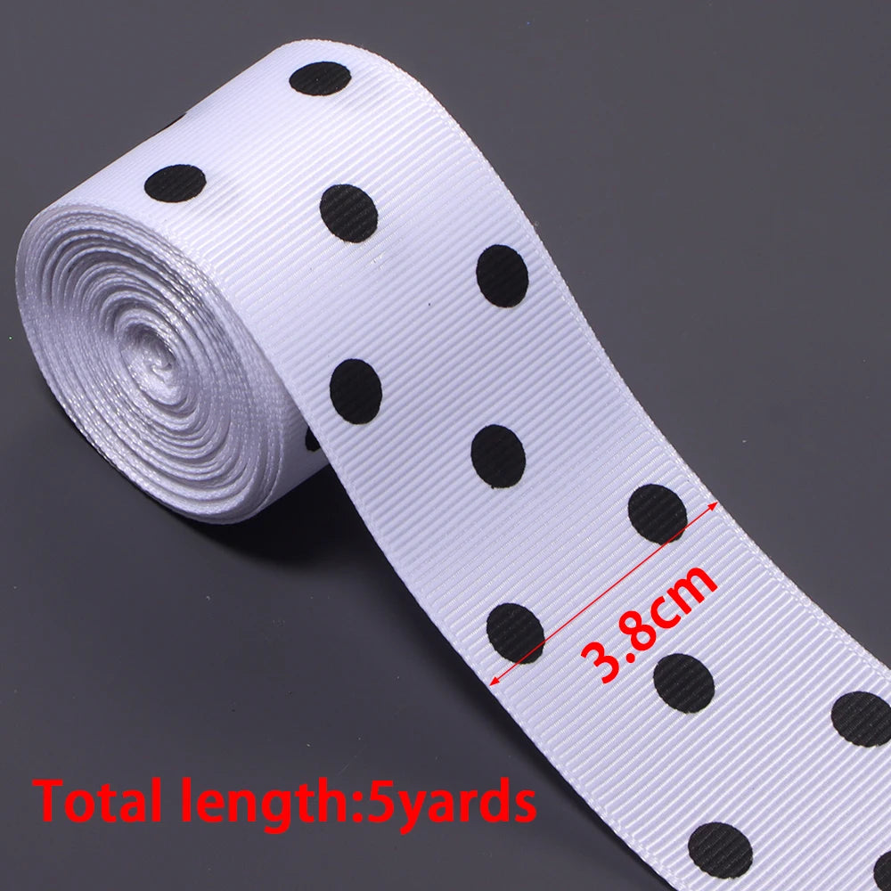White Polka Dot Grosgrain Ribbon for Hair Bows & Gift Wrap Craft Ribbon PLUSH 38mm x 5yards 1roll