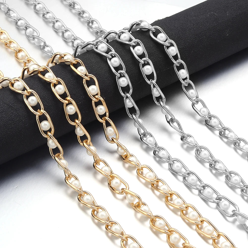 5 Yards Pearl Aluminum Beaded Chain for DIY Jewelry Making Jewelry Making Chain PLUSH