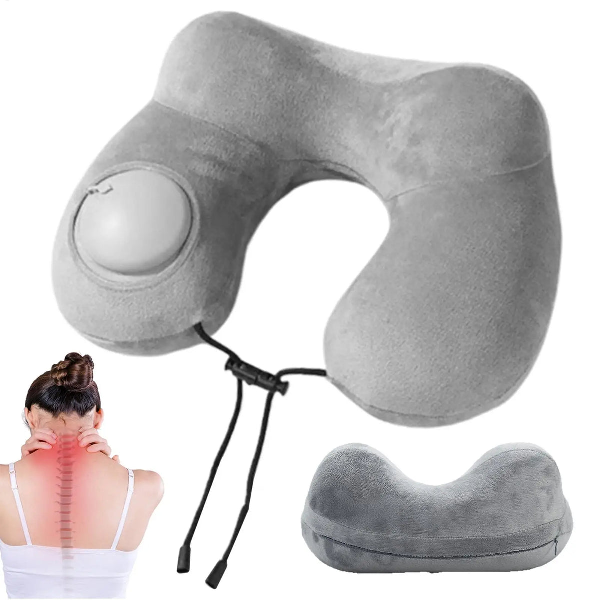 Inflatable U-Shape Travel Neck Pillow – Plush Portable Support Travel Neck Pillow PLUSH