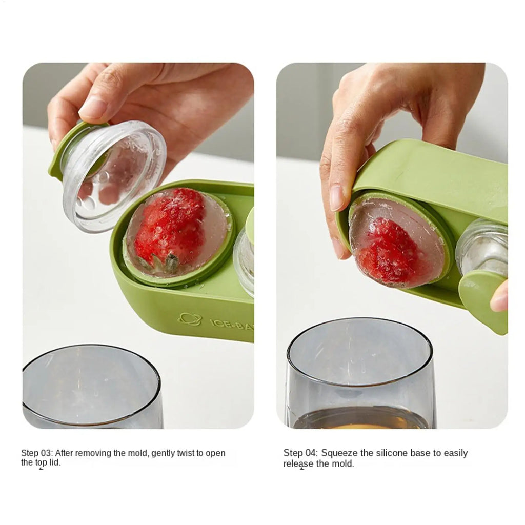 Silicone Ice Ball Mold 2-Cavity Sphere Tray with Lid – Whiskey Ice Ball Mold PLUSH