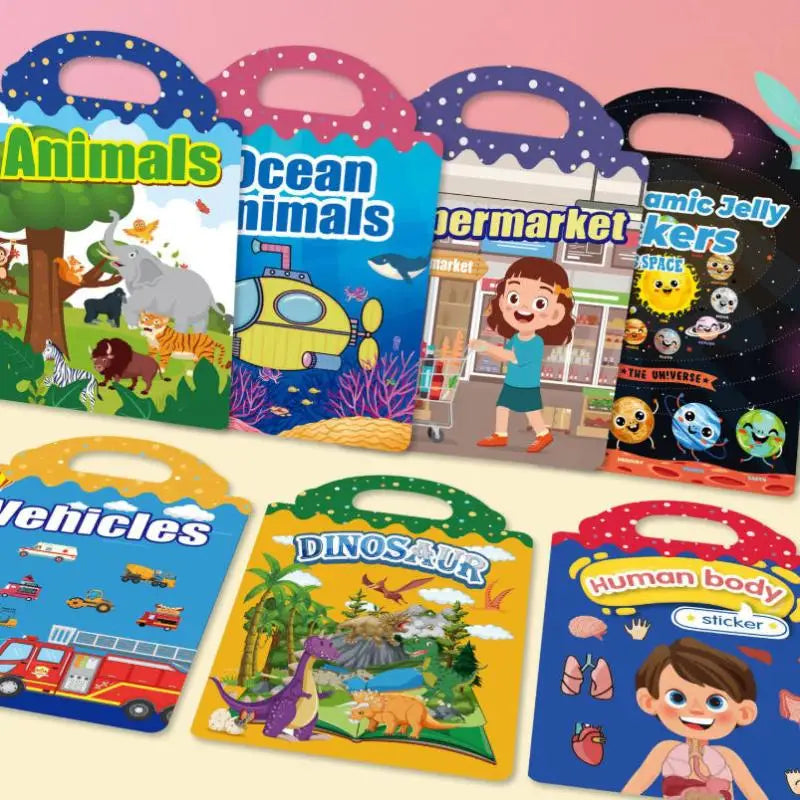 Jelly Sticker Book for Kids – Reusable Scene Puzzle Activity Kids Sticker Book PLUSH