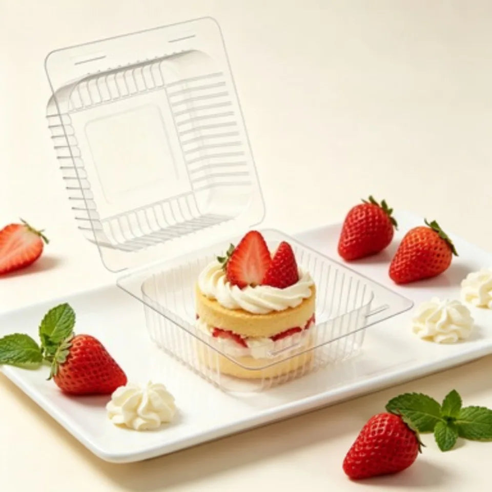 Clear Plastic Cake Boxes 50/100pcs – Disposable Dessert Containers Cake Packaging Boxes PLUSH