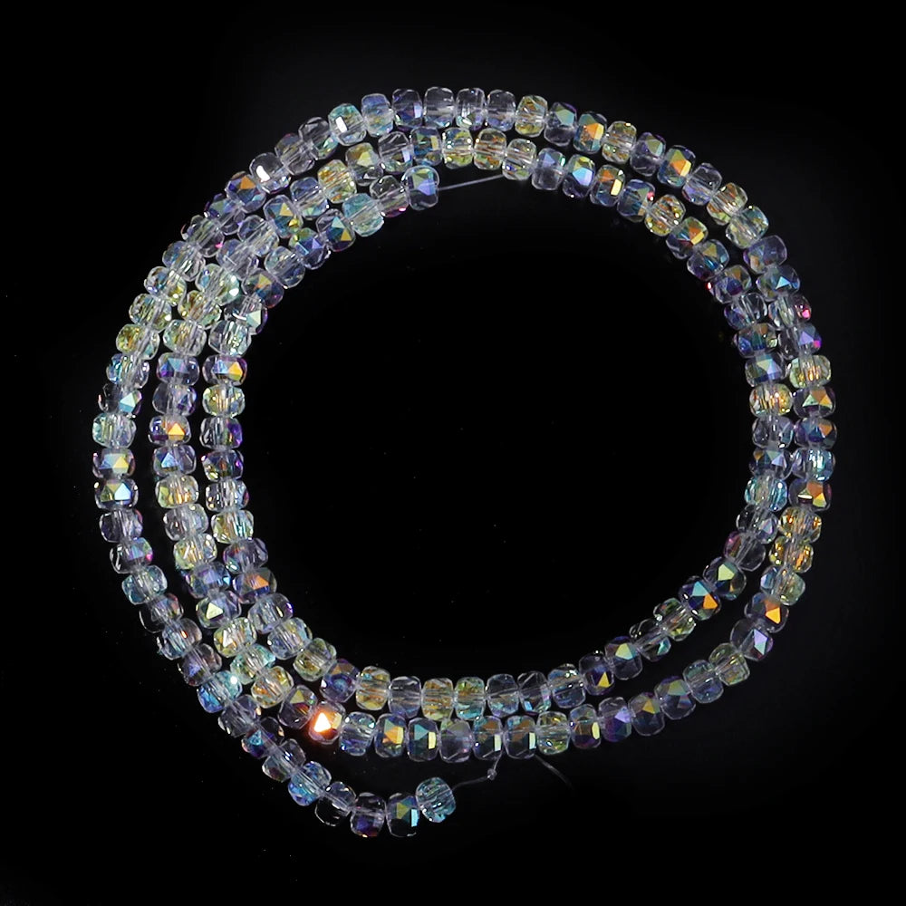 AB Color Faceted Crystal Glass Wheel Spacer Beads – DIY Jewelry Glass Spacer Beads PLUSH 4mm
