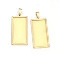 2pcs Stainless Steel Rectangle Pendant Tray – DIY Jewelry Pendant Tray Setting PLUSH GD 18X38mm