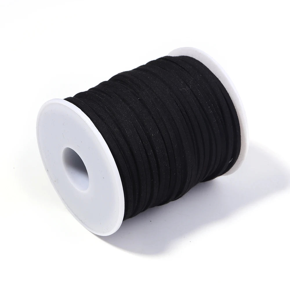 50 Yards 2mm Korean Suede Faux Leather Cord – DIY Jewelry Making Jewelry Craft Cord PLUSH black