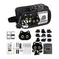 Cute Cat Pencil Case Large Capacity Stationery Set for School Pencil Case Set PLUSH Black Set