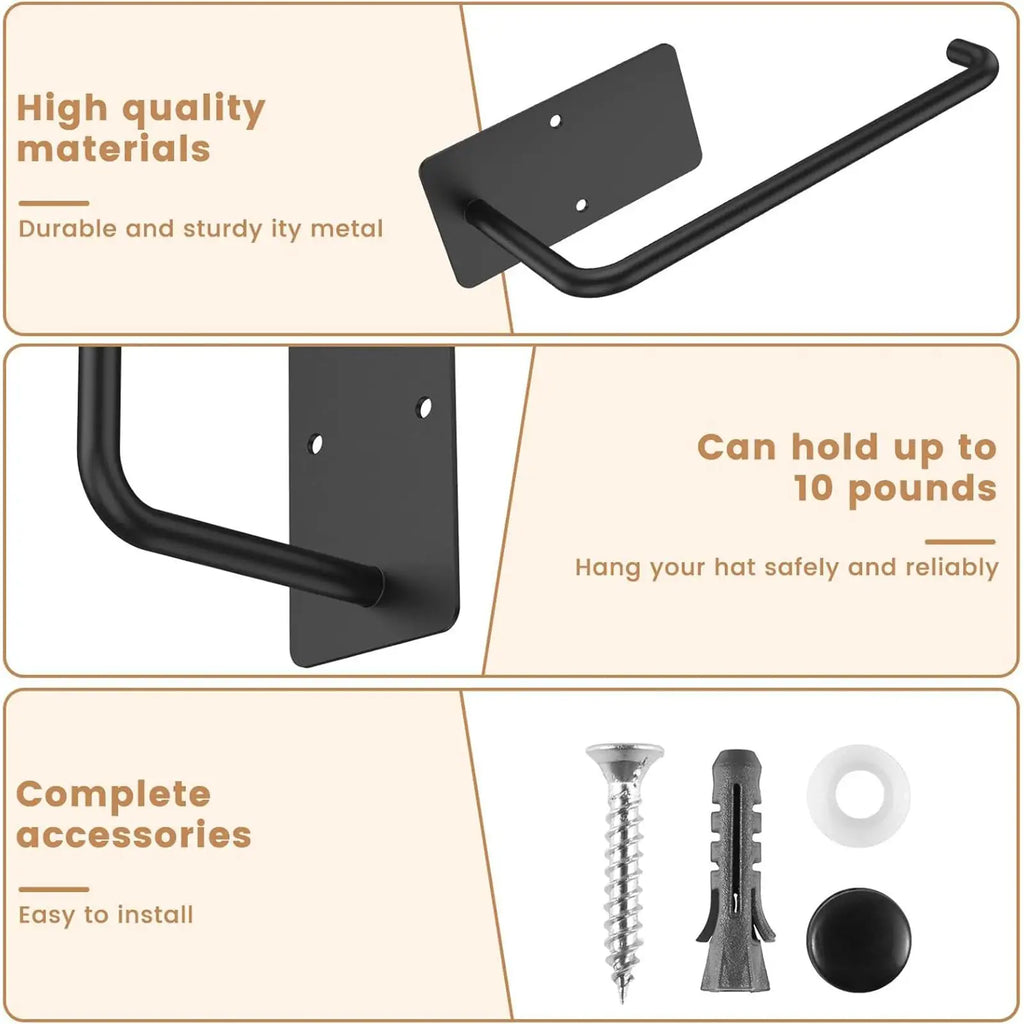 Adhesive Hat Rack Wall Hooks – No-Drill Cap Organizer Wall Hat Rack PLUSH
