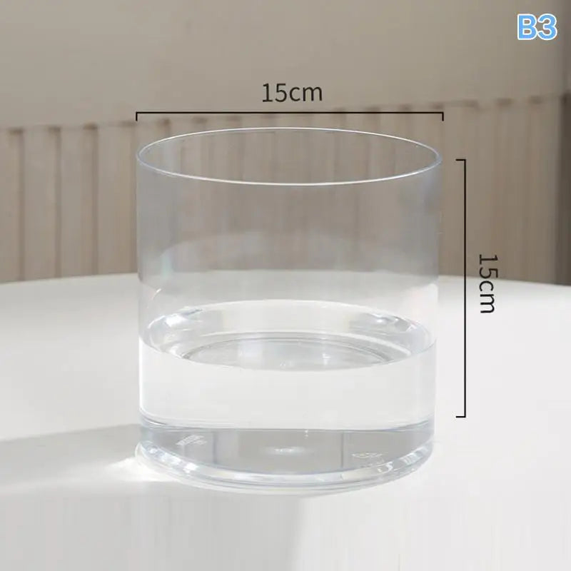 Transparent Acrylic Flower Pot – Square & Round Desktop Planter Decorative Planter PLUSH B3