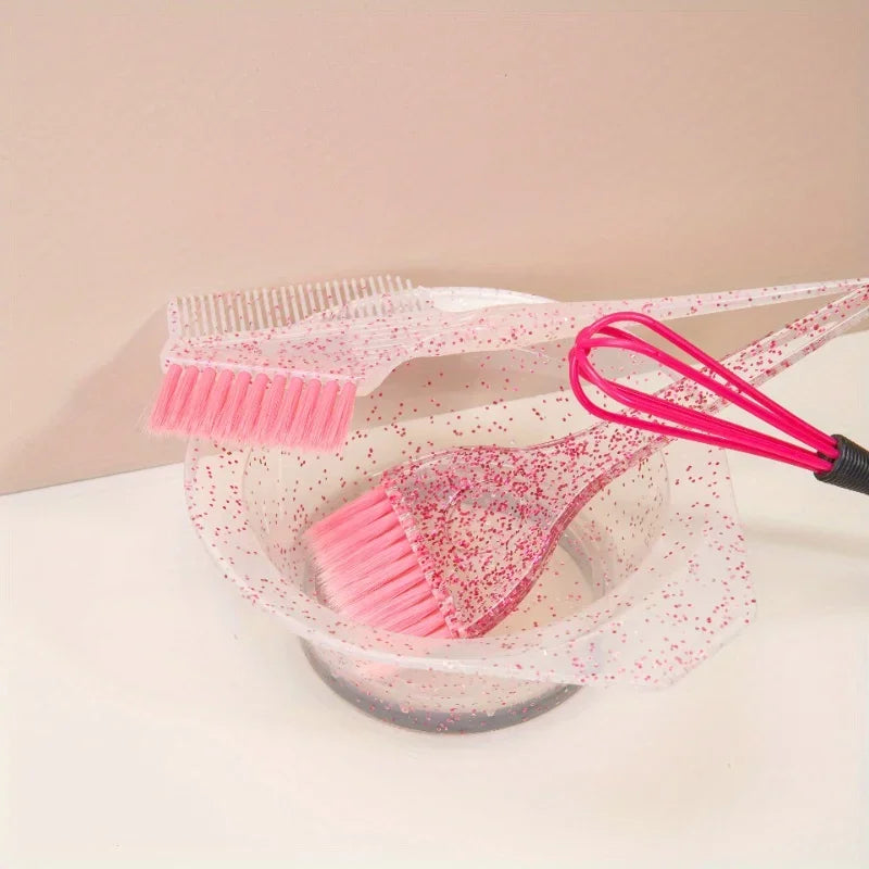 4-Piece Hair Dye Brush & Comb Highlighting Set | Salon Kit Hair Dye Brush Set PLUSH