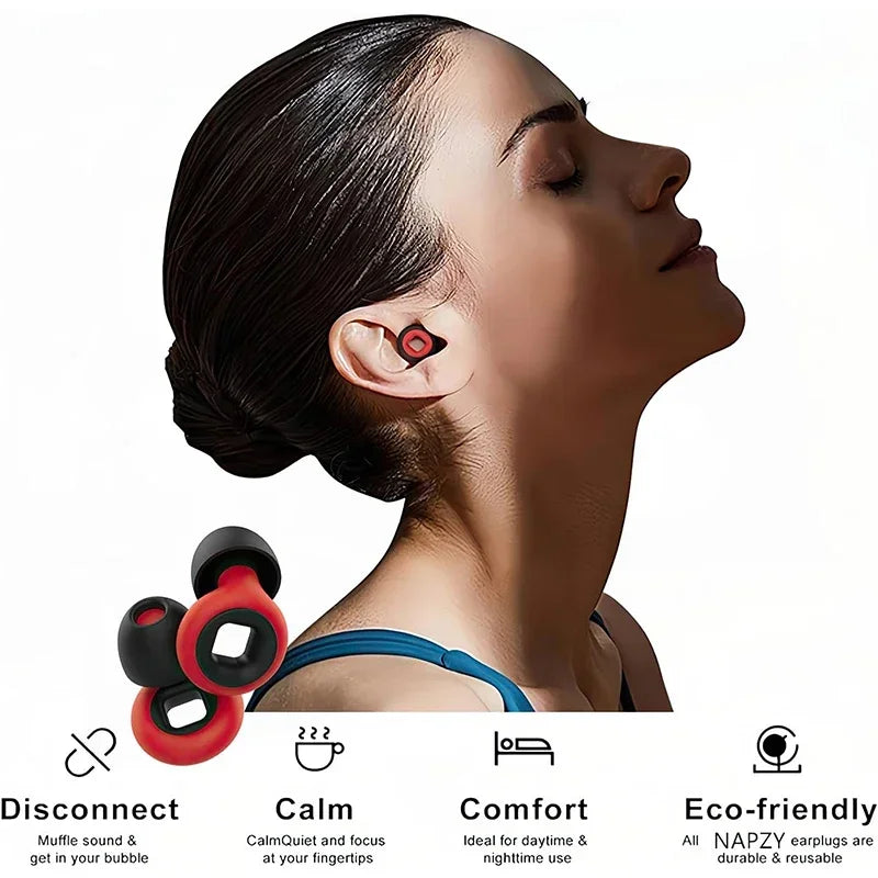 Silicone Earplugs Noise Reduction Soundproof Sleep Ear Plugs Noise Reduction Earplugs PLUSH