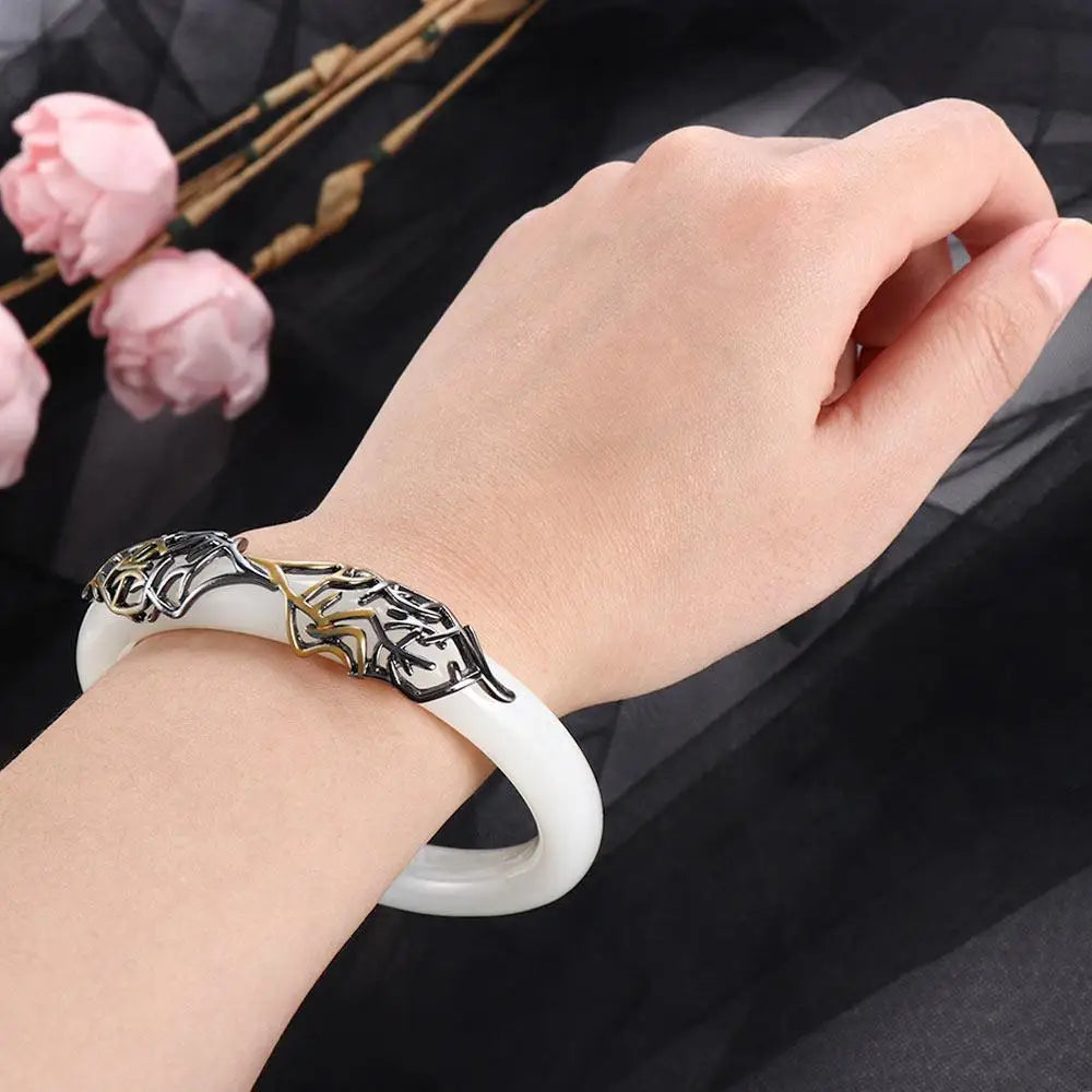 Imitation Hetian Jade Moon Bracelet – Women's Chinese Bangle Women's Jade Bracelet PLUSH