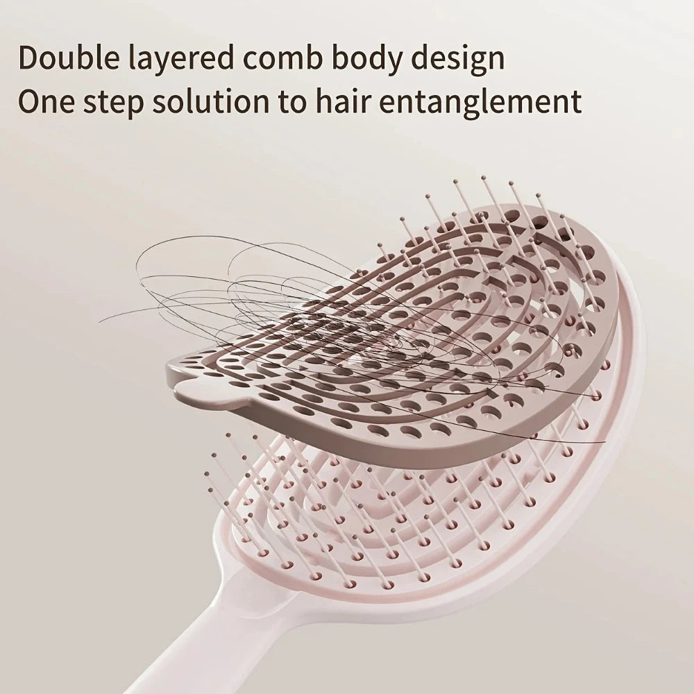 Self-Cleaning Air Cushion Detangling Brush – Scalp Massage Hair Detangling Brush PLUSH 1Pc Opp Bag