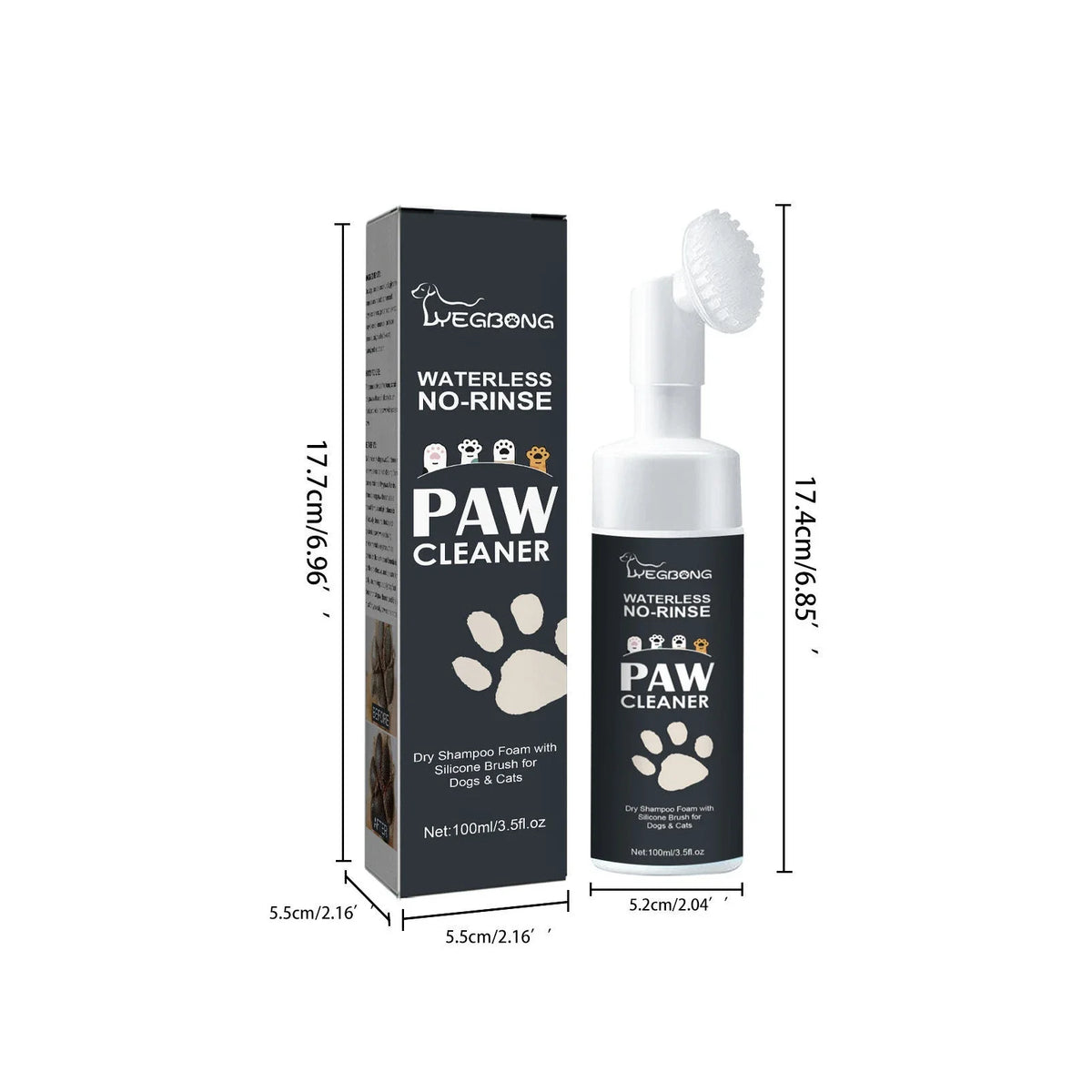 Pet Paw Cleaner – No-Rinse Foam Wash with Silicone Brush Pet Paw Cleaner PLUSH