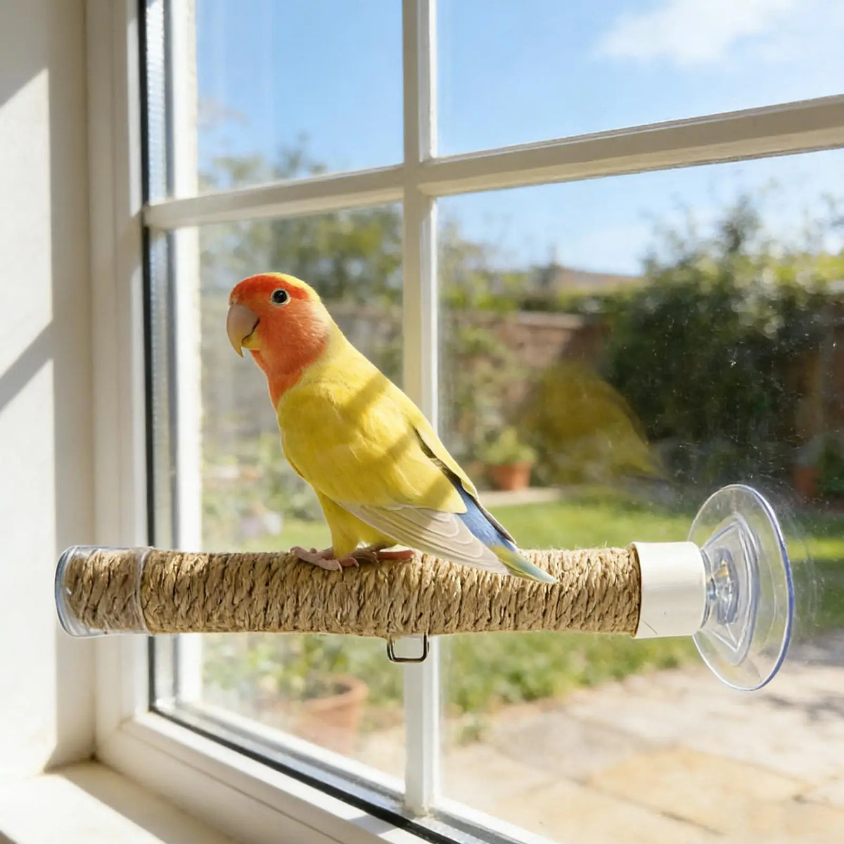 Suction Cup Bird Swing Perch – Linen Rope Parrot Play Stand Bird Perch Toy PLUSH