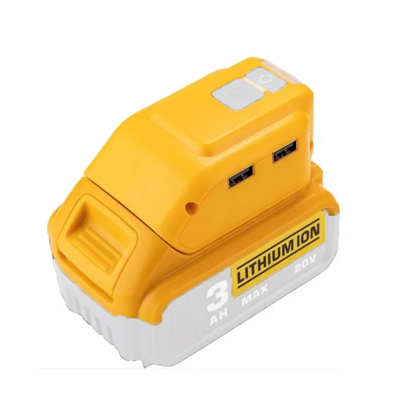 DCB090 Battery Adapter for DeWalt 18V 20V – Dual USB & LED Battery Power Adapter PLUSH