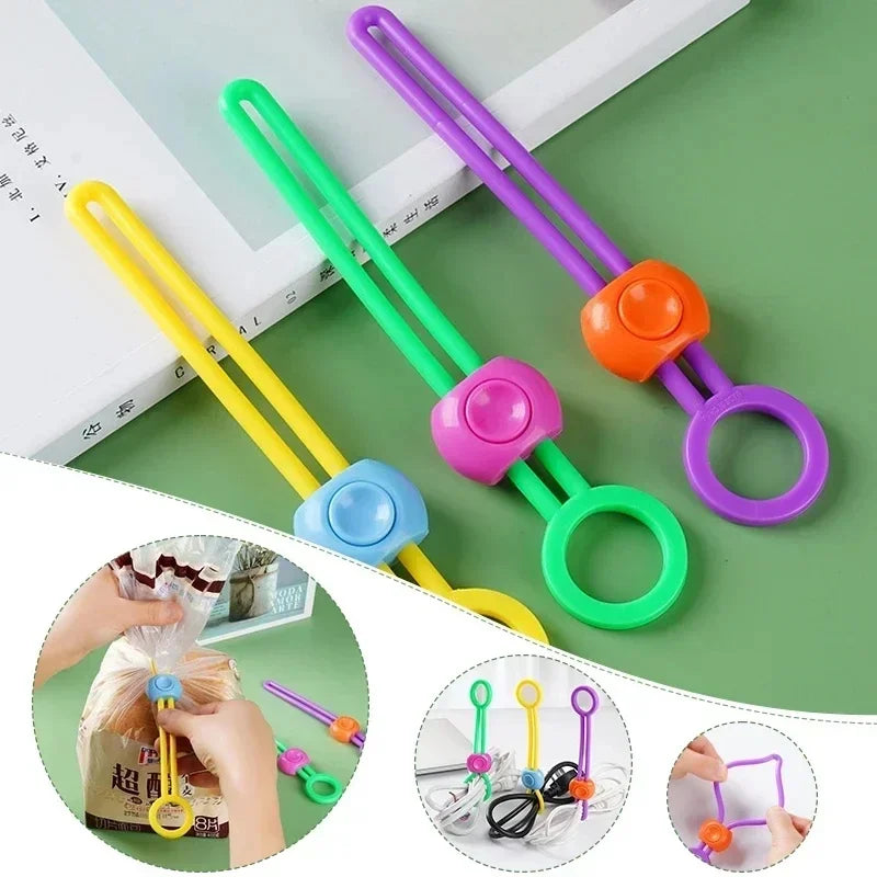 3-Pack Silicone Food Bag Sealing Clips | Adjustable Kitchen Straps Food Bag Sealing Clips PLUSH