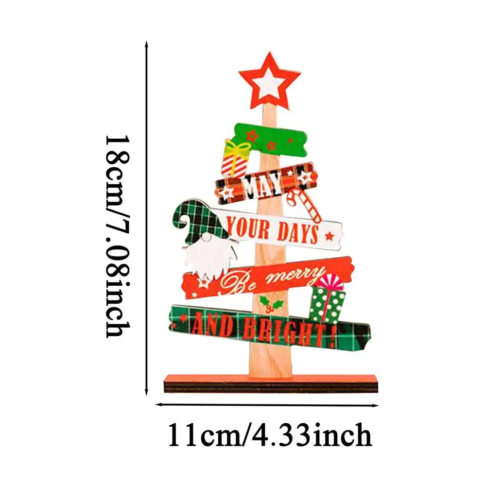Wooden Mini Christmas Tree Desktop Ornament | Xmas Décor Christmas Tabletop Ornament PLUSH A