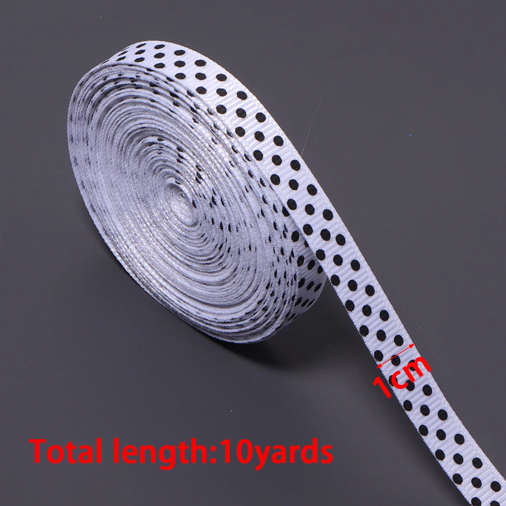 White Polka Dot Grosgrain Ribbon for Hair Bows & Gift Wrap Craft Ribbon PLUSH 10mm x 10yards 1roll