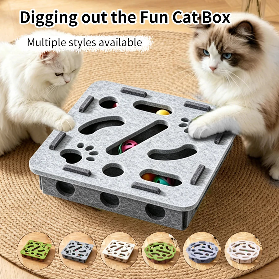 Felt Cat Puzzle Maze Toy – Bell Balls & Scratching Strips Cat Puzzle Toy PLUSH