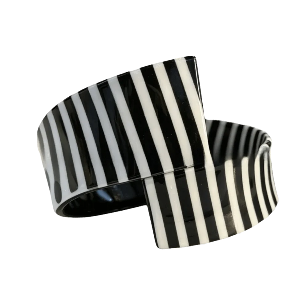 Black & White Polka Dot Acrylic Open Cuff Bangle Acrylic Cuff Bangle PLUSH E