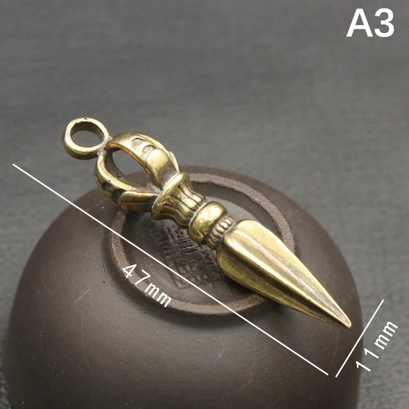 Tibetan Buddhist Vajra Brass Pendant – Nepal Handcraft Charm Jewelry Pendant Charm PLUSH A3