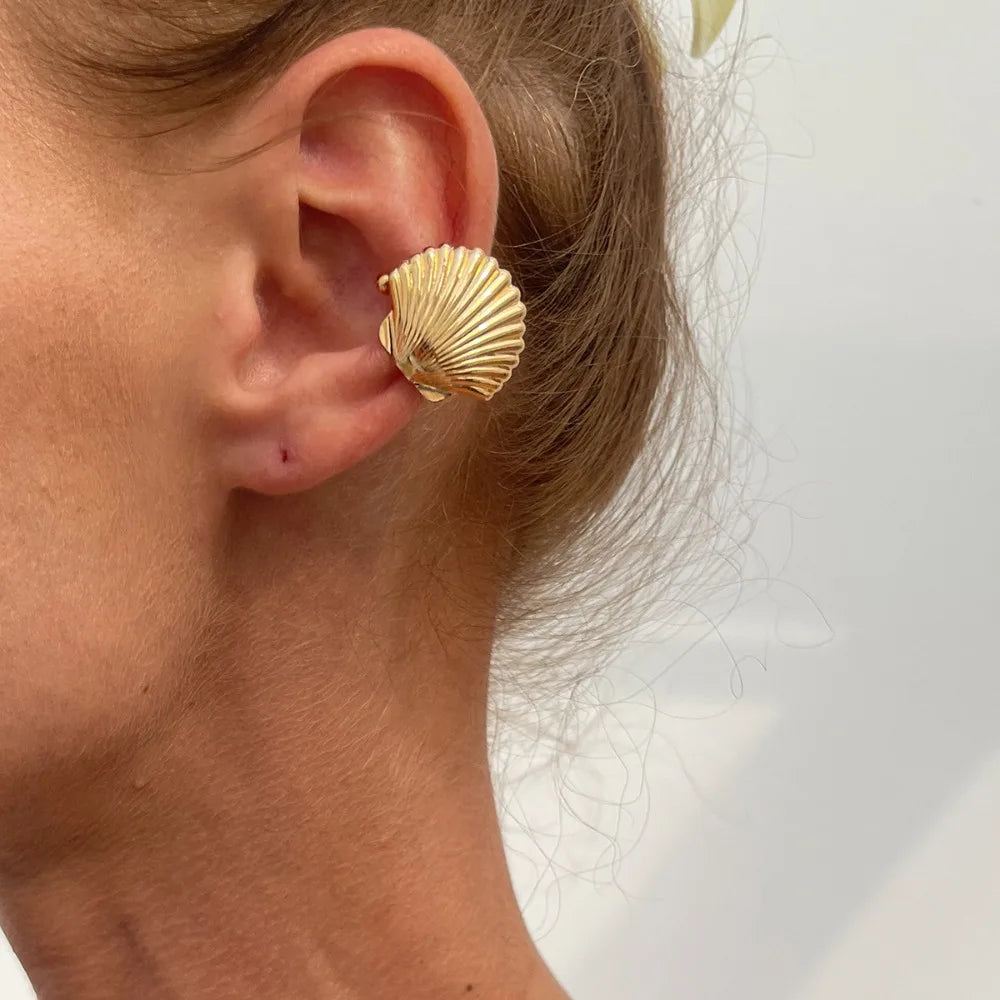 Vintage Flower C-Shape Ear Cuff – Starfish Shell Clip Earring Clip-On Ear Cuff PLUSH Style 3