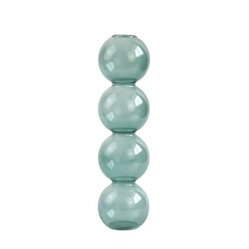 Nordic Glass Bubble Vase – Clear Bud Vase & Hydroponic Planter Glass Bud Vase PLUSH Cyan 4balls