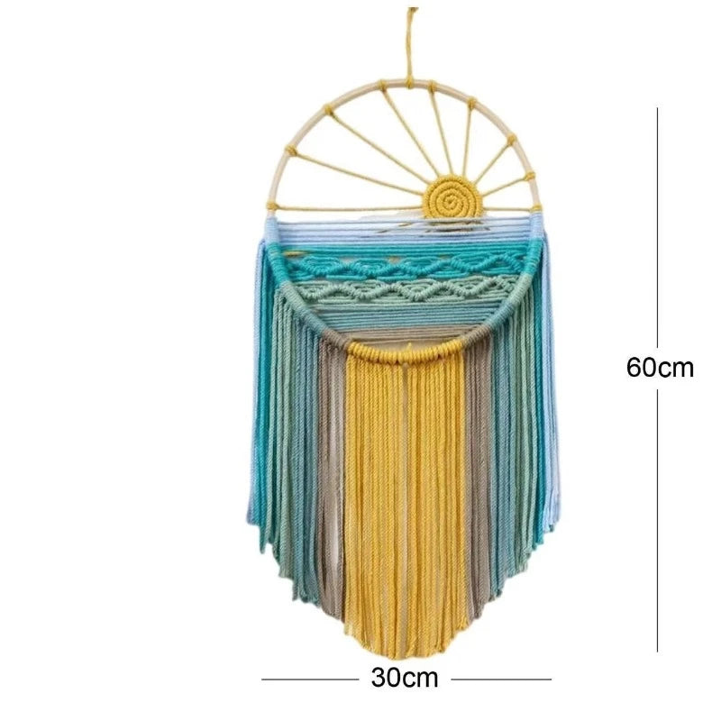 Bohemian Macrame Wall Hanging Tapestry – Boho Fringe Decor Macrame Wall Hanging PLUSH Warm Sun